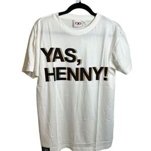 NWT Queer Eye Unisex White Short Sleeve Graphic Tee Shirt “Yes Henny” - Size S
